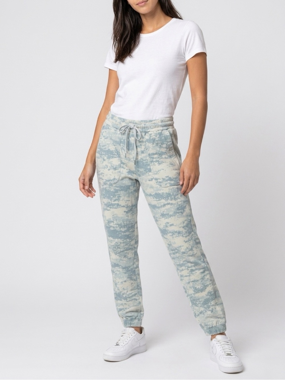 Athleta Pale Blue Cloud Camo Jogger Pants